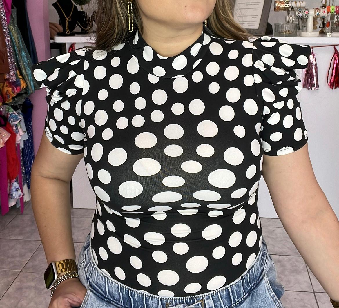 Black Polka Dot Bodysuit