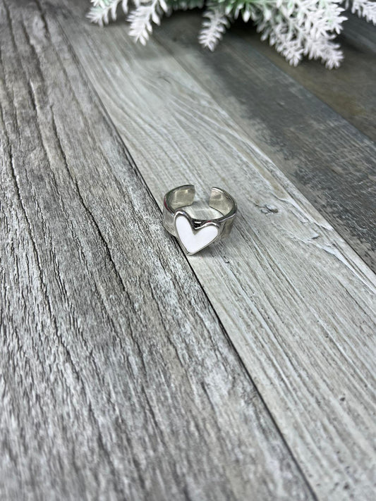 White Heart Ring