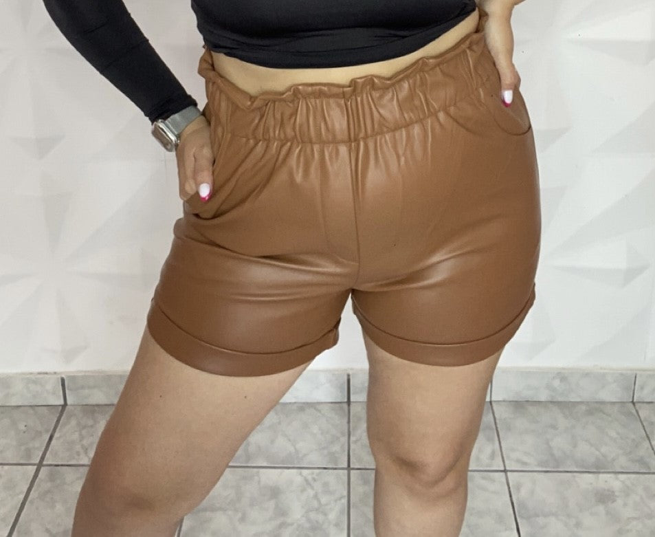 Brown leather Shorts