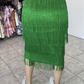 Emerald Fringe Midi skirt