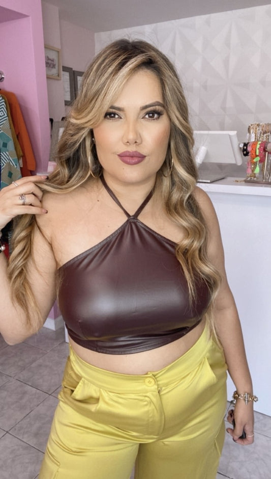 Leather crop top